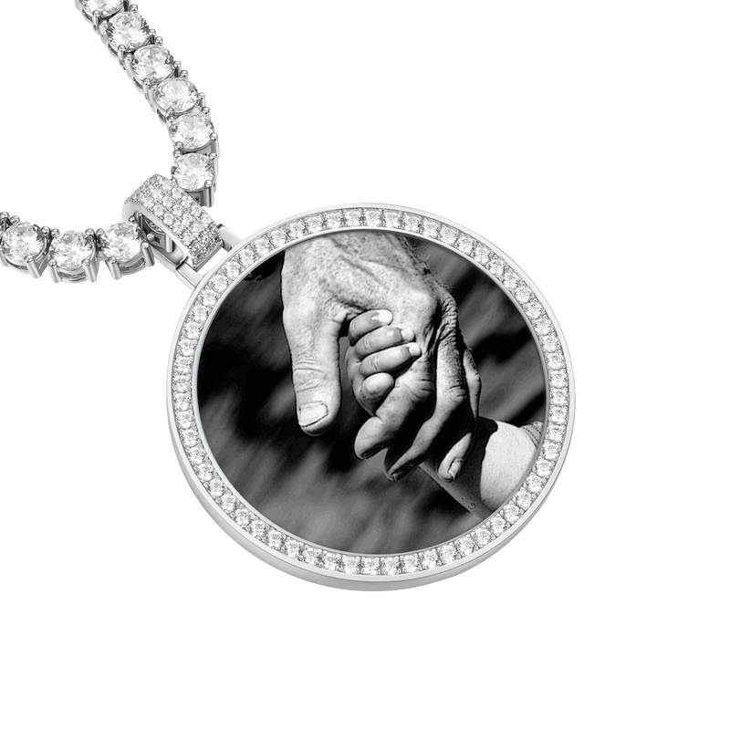 Custom Moissanite 46MM Photo Necklace Pendant