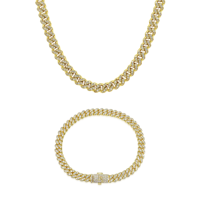 6mm Round Cut Cuban Chain & Bracelet Set