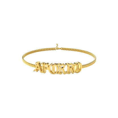 Bracelet de lettre / numéro d'anglais Miami personnalisé de 3 mm.