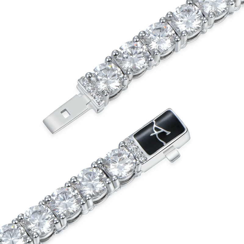 [item_id_1478868861027]5mm New White Gold Iced Tennis Bracelet - APORRO