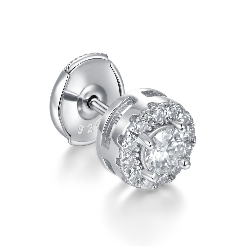 Halo Round Cut Stud Earring - APORRO