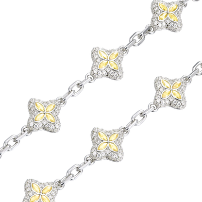 Iced Luminous Clover Adjustable Bracelet - Yellow Diamond