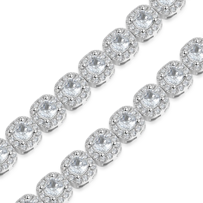 Brazalete de tenis agrupado con talla cojín - 7 mm