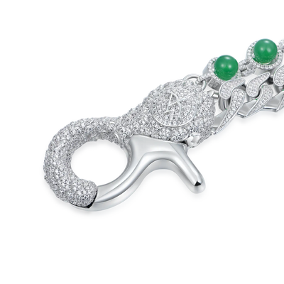 WONG Ⅱ Chaîne cubaine Ridge Jade & Chaîne de portefeuille - 15 mm