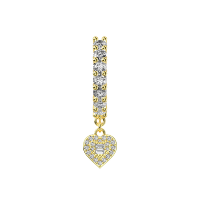 S925 Heart Baguette Mix Halo Dangly Earrings - Pair