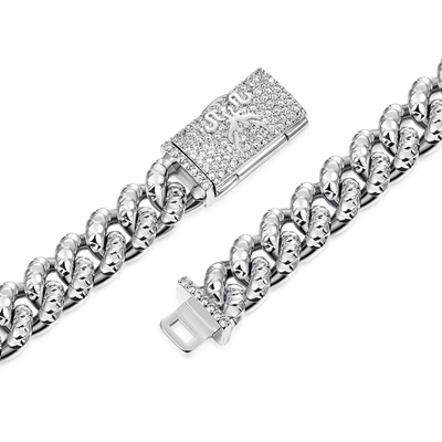 Pulsera cubana de Miami con cierre de caja de dragón WONG - 10 mm