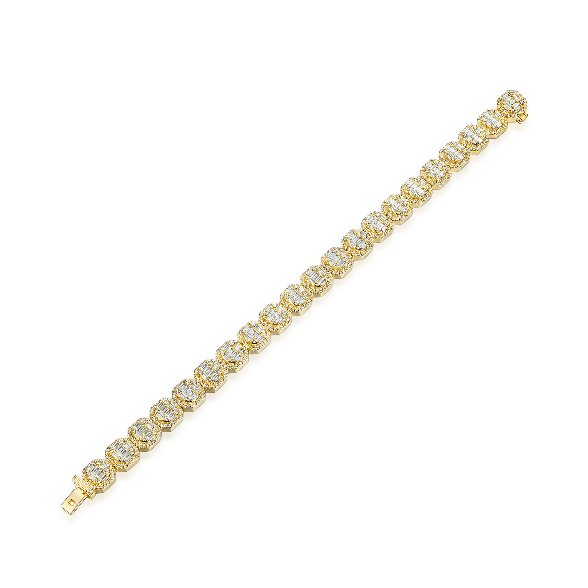Moissanite Baguette Clustered Tennis Bracelet - 8mm
