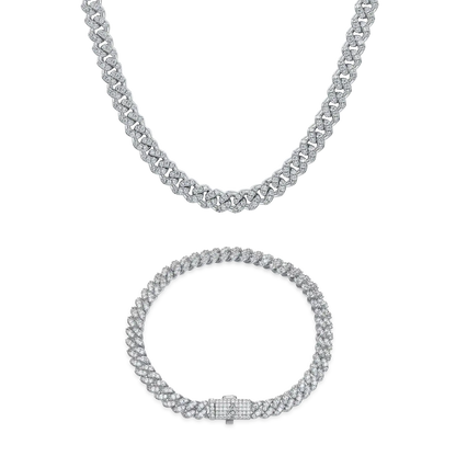 6mm Round Cut Cuban Chain & Bracelet Set