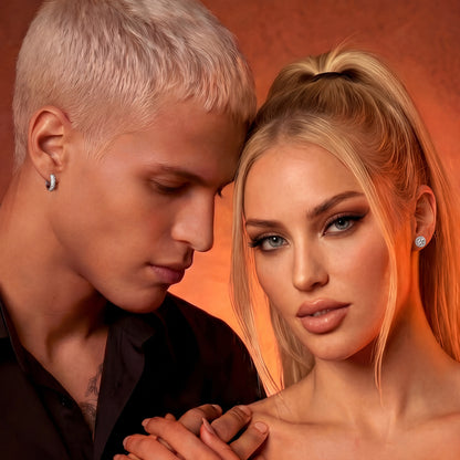 Taglio rotondo Halo<tAMPINES>Set di orecchini rotondi con pavé