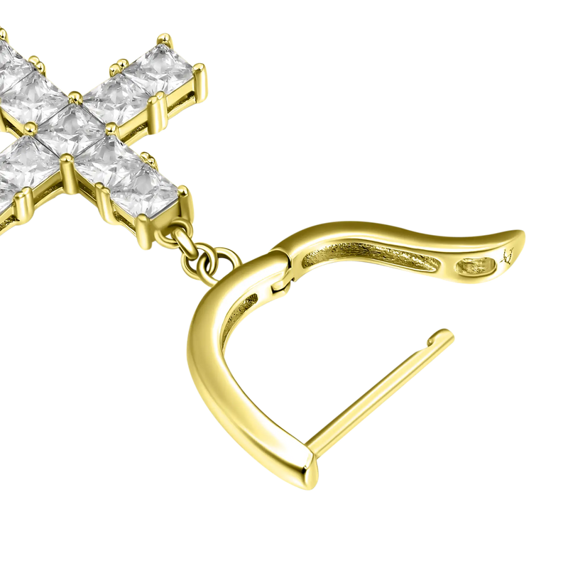 Tennis Cross Earring - 925 silver dangly cross earring - APORRO