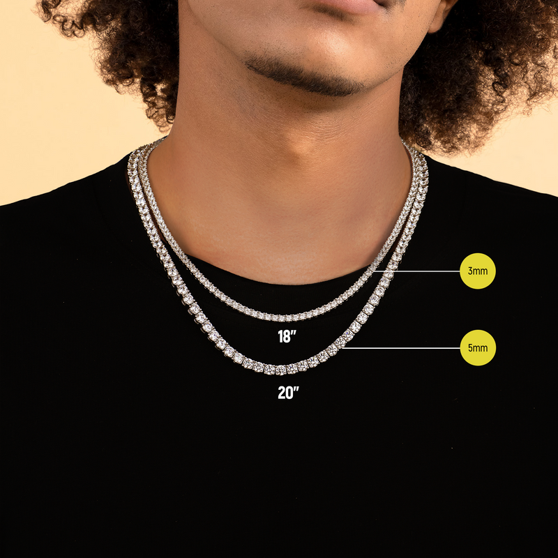 5 mm neue Weißgold Iced Out Tenniskette - Hip Hop Halskette - APORRO