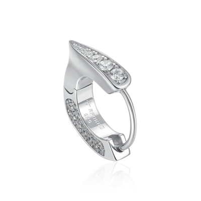 S925 WONG Ⅱ Ridge Iced Out Hoop Earrings - Pair