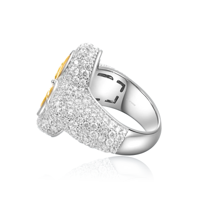 Anillo Trébol Luminoso Moissanita - Diamante Amarillo
