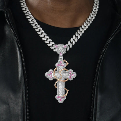 Thorned Blossom Cross Pendant - Medium