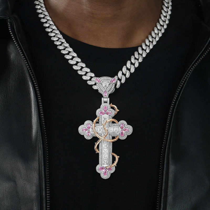 Thorned Blossom Cross Pendant - Medium - APORRO