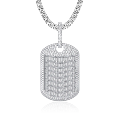 Custom Iced Out Baguette Cut Dog Tag Pendant