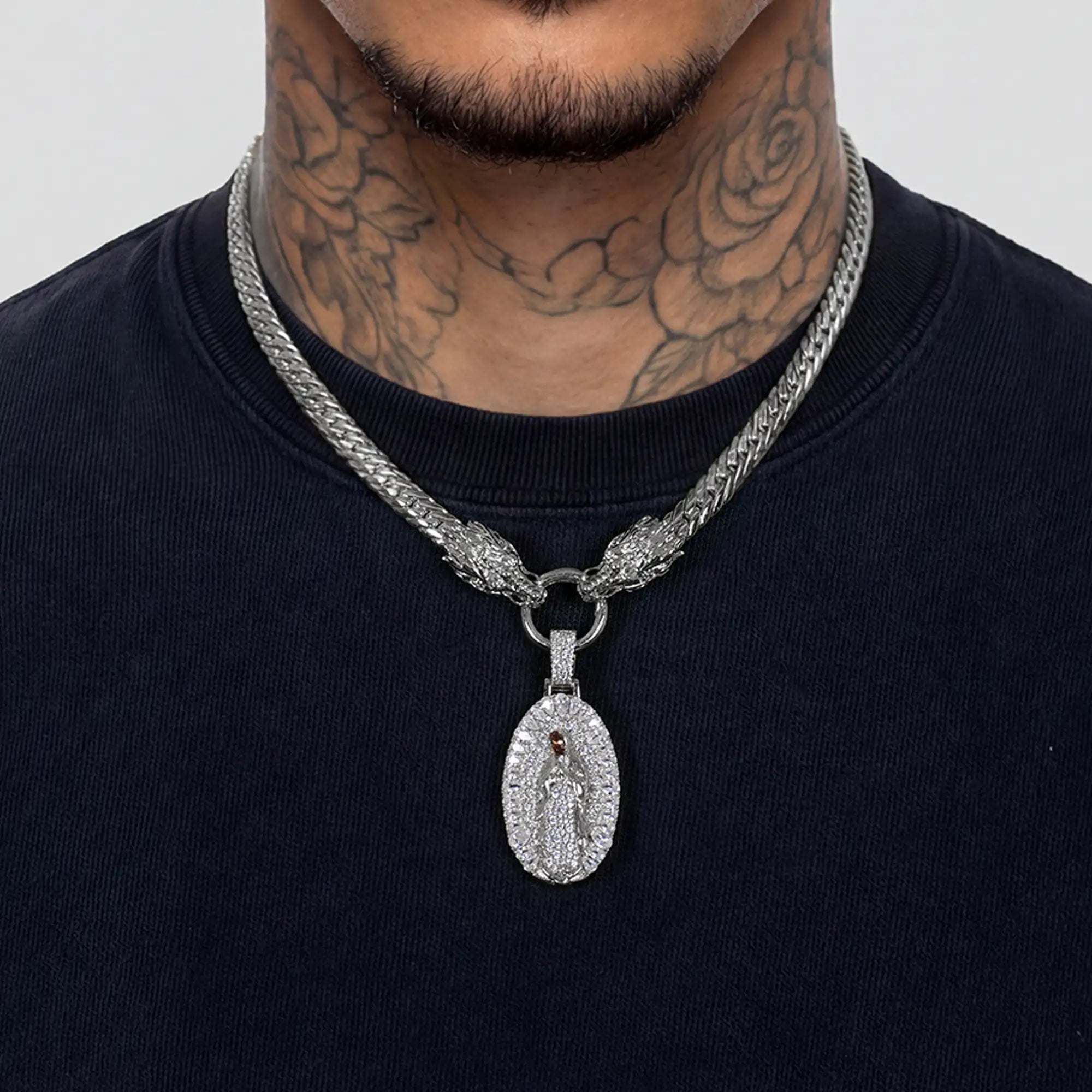 Virgin Mary Dragon Chain & Pendant Set