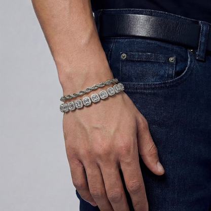 Baguette Tennis & Rope Bracelet Set