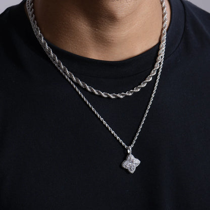 Iced Luminous Clover Pendant & Earring Set