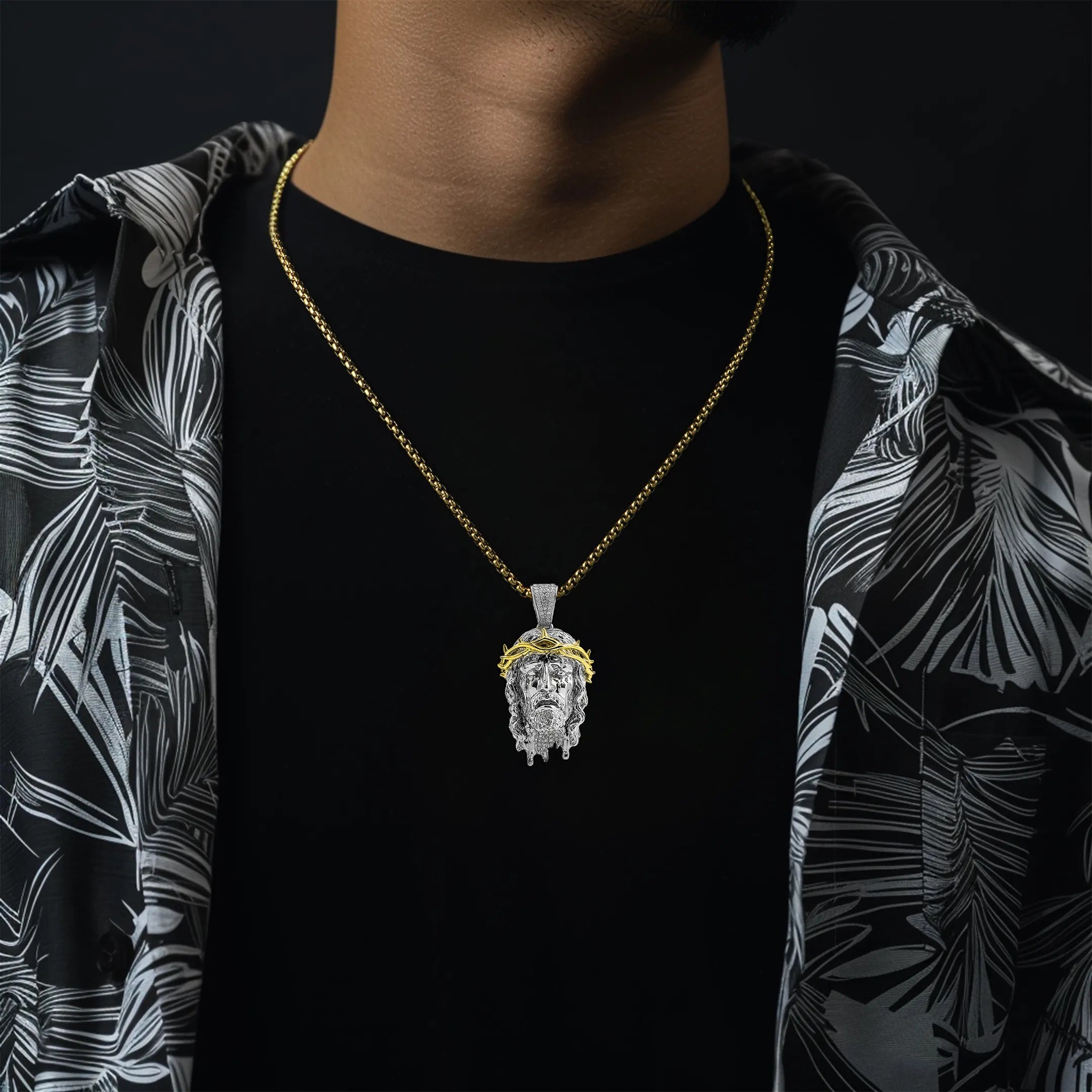 DRIP Messiah - Thorns Gold Jesus Ciondolo - 38mm