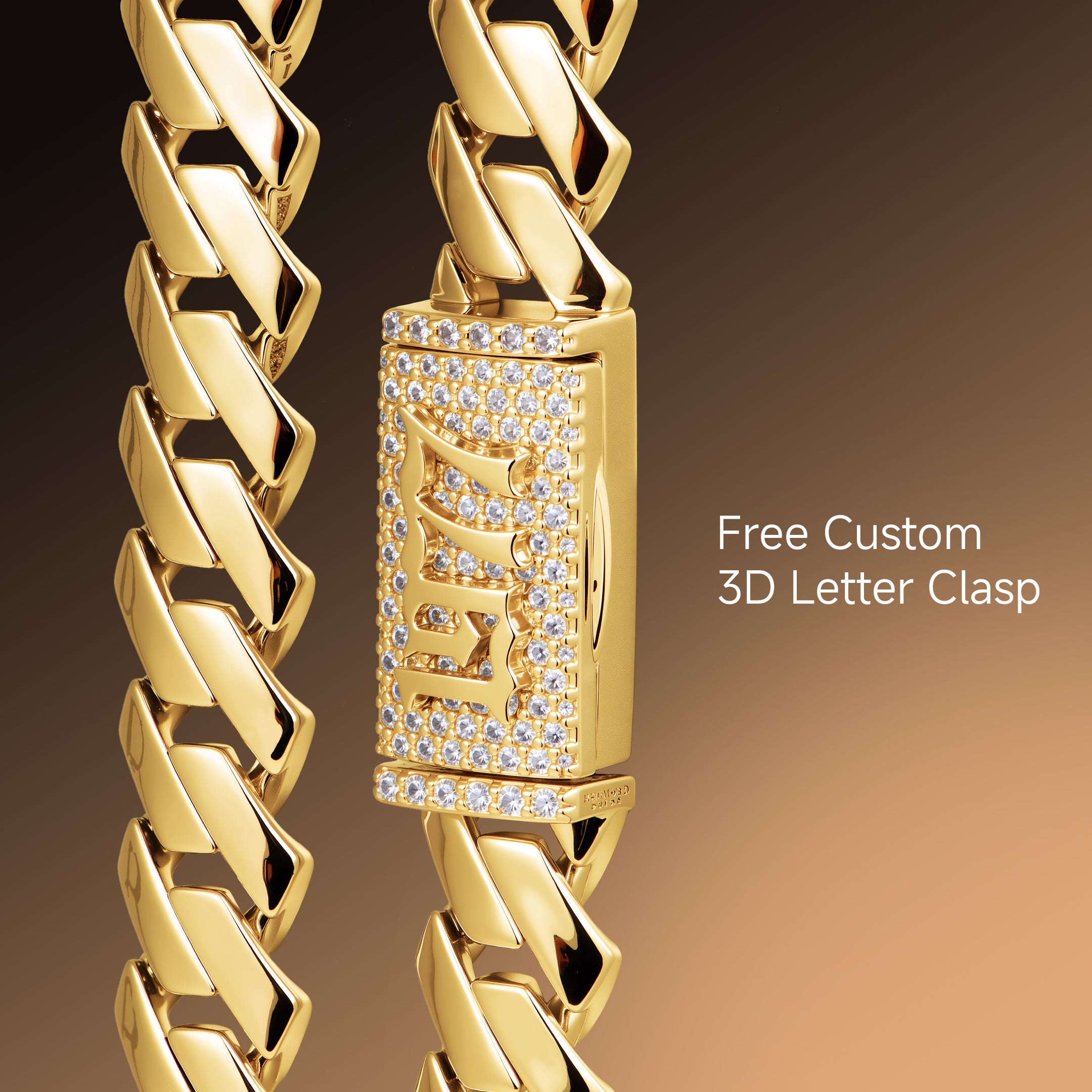 Plain Gold Prong Cuban Link Chain - 8mm