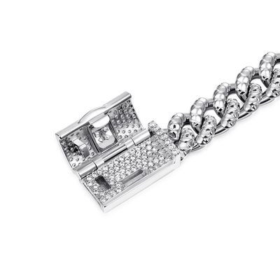Pulsera cubana de Miami con cierre de caja de dragón WONG - 10 mm