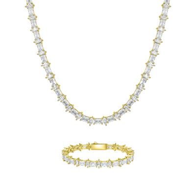 6mm Refined Luster Tennis Chain and Bracelet Gift Set