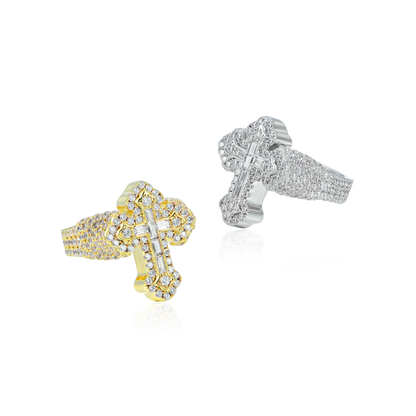 Bague Croix Glacée Baguette