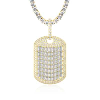 Custom Iced Out Baguette Cut Dog Tag Pendant