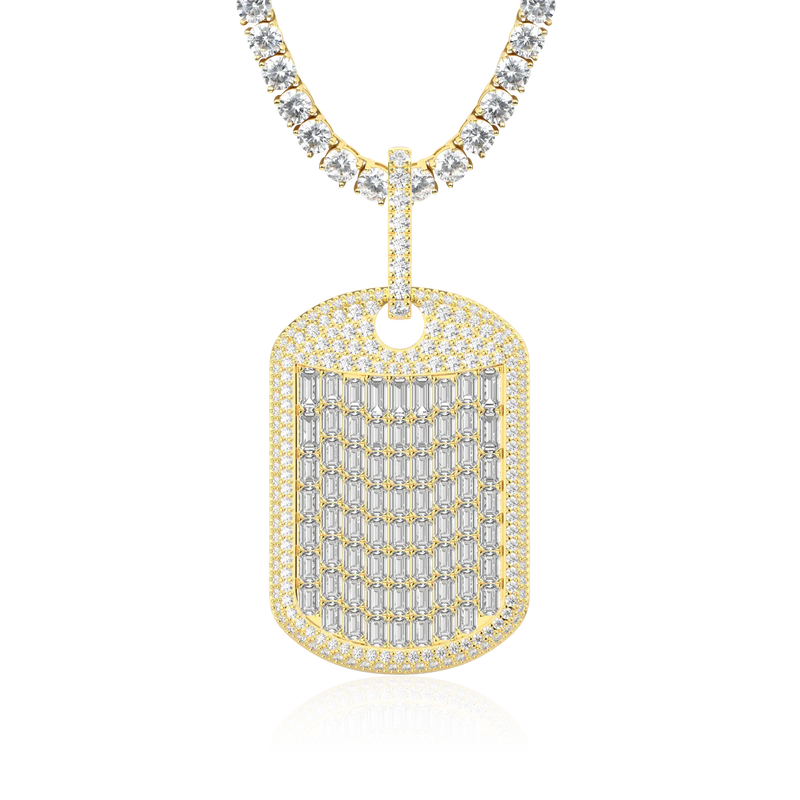 Custom Iced Out Baguette Cut Dog Tag Pendant