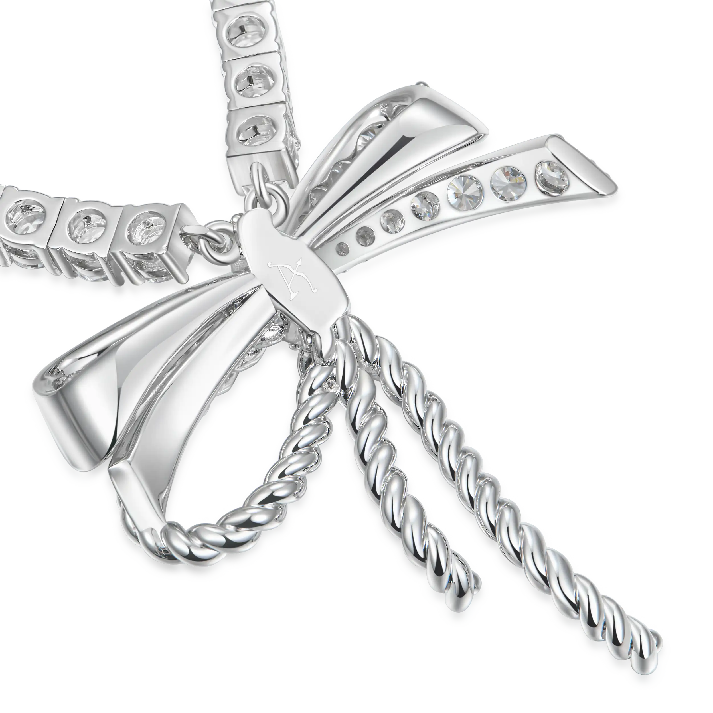 Iced Out Tennis Ribbon Tie Necklace - 5mm