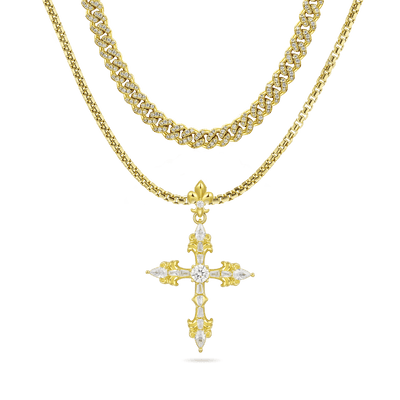 Geschenkset mit Fleur-de-Lis-Kreuz-Anhänger und Ketten