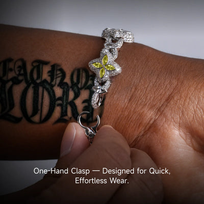 Pulsera Trébol Luminoso Helado - Diamante Amarillo