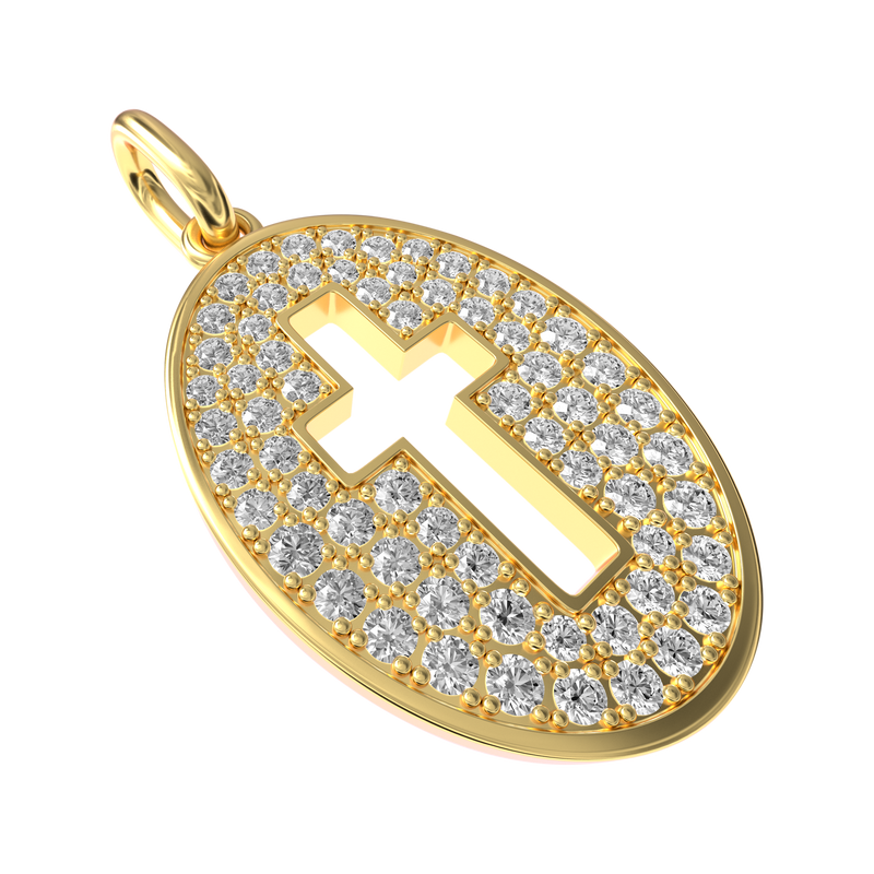 Micro 18K Gold Egg Cutout Cross Pendant - APORRO