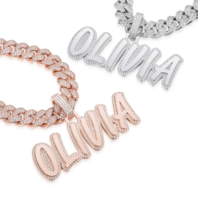 Pendentif lettre/chiffre de police romantique double couche personnalisé