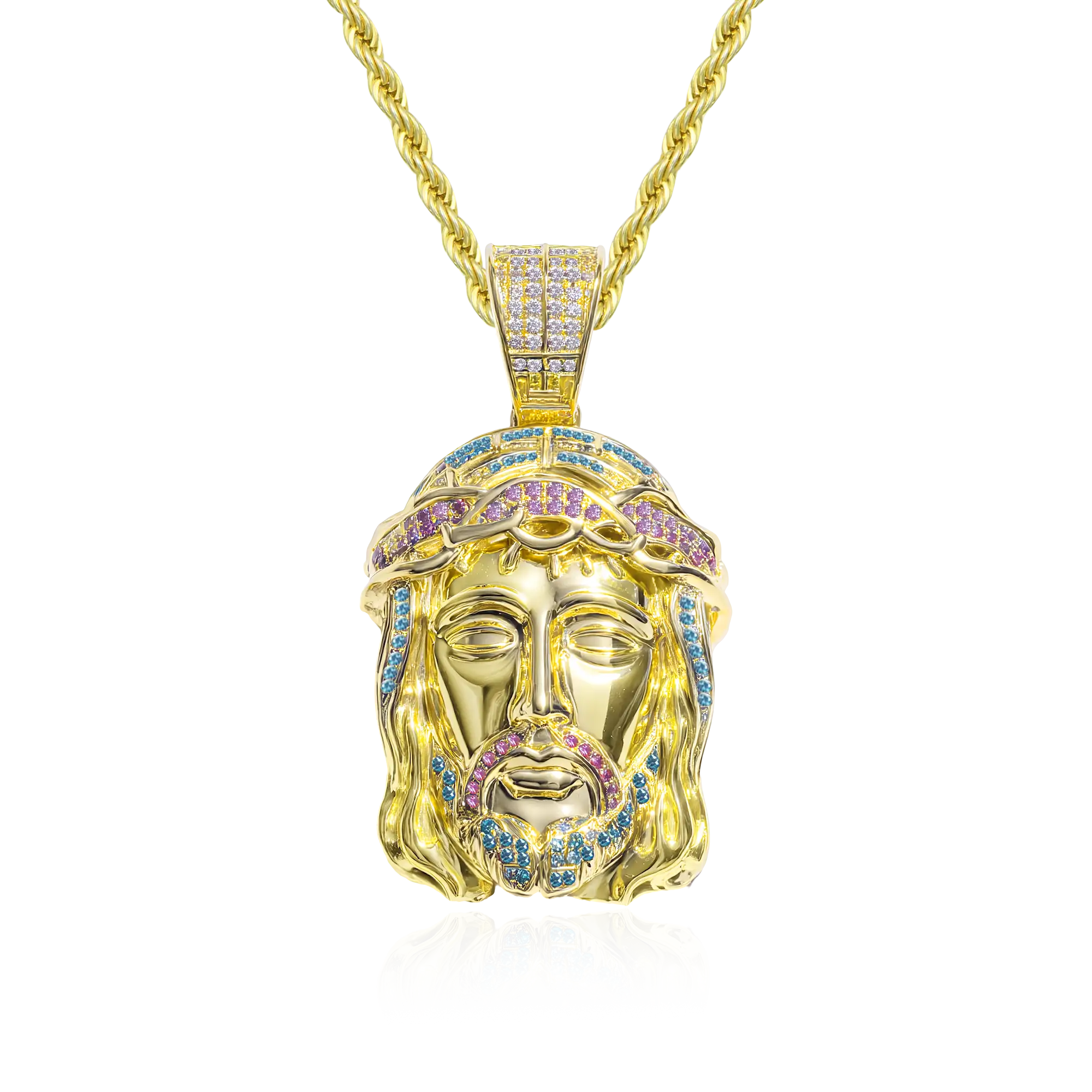 Emerald Mercy Jésus Pendant - 51 mm