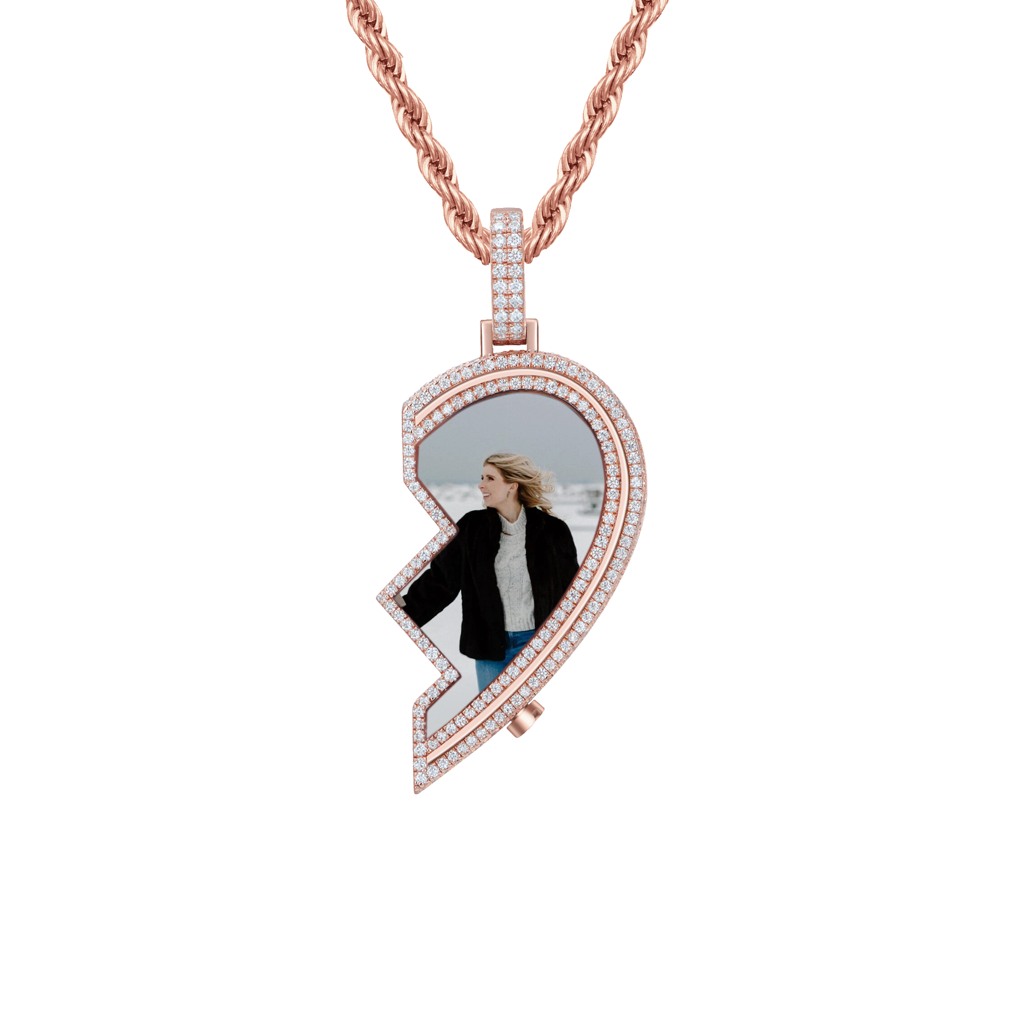 Pendentif photo personnalisé avec cadre en forme de cœur éternel