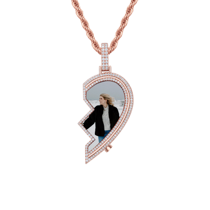 Pendentif photo personnalisé avec cadre en forme de cœur éternel