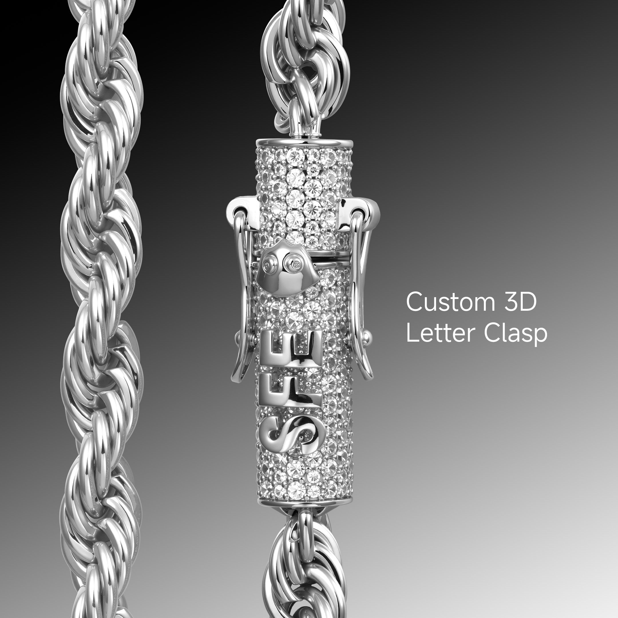 Rope Chain With Iced Clasp - 6mm