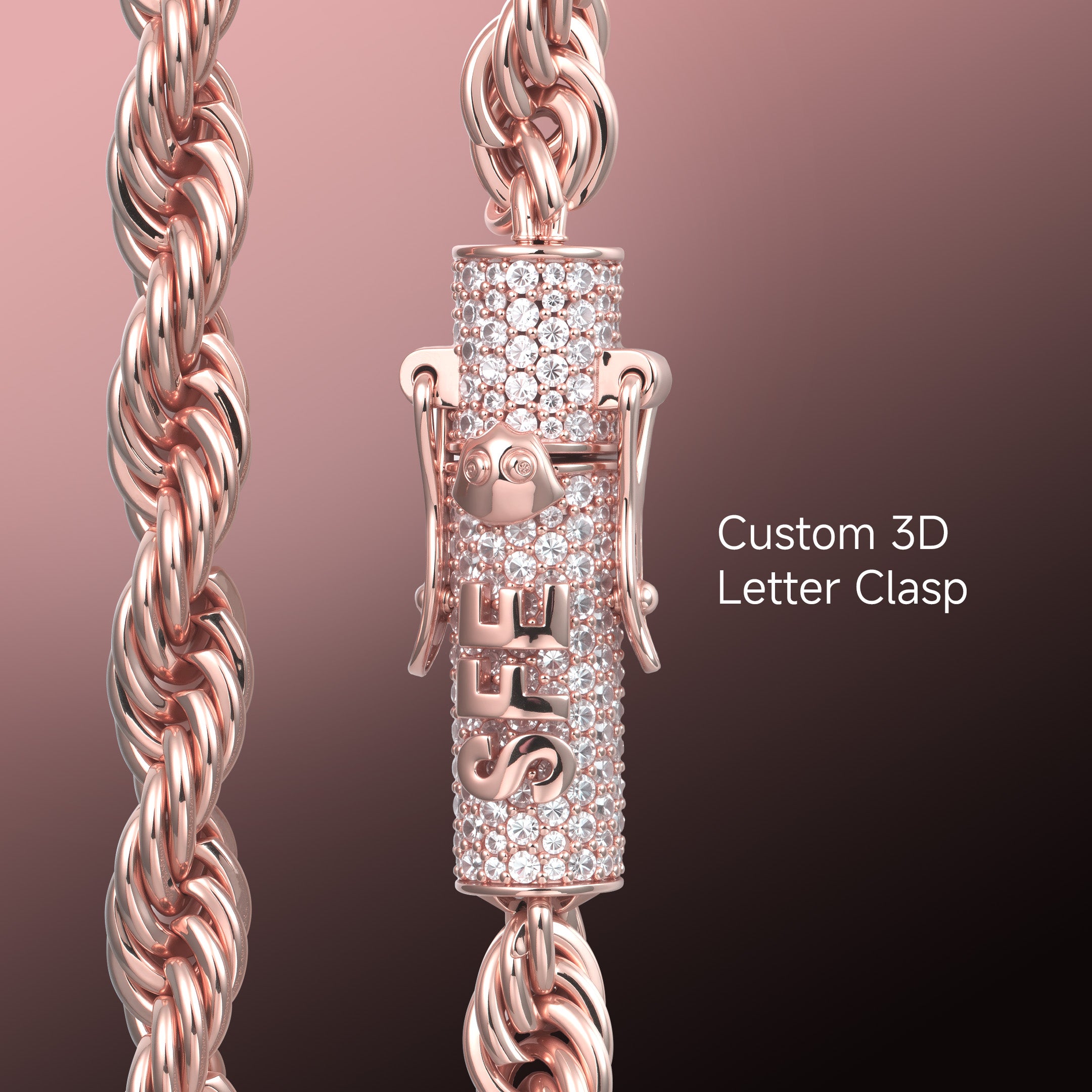 Rope Chain With Iced Clasp - 6mm