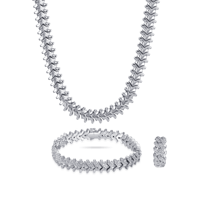 Spine Chain & Bracelet & Cuban Link Ring Gift Set