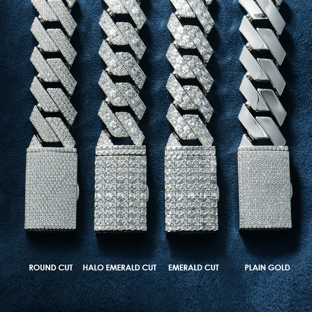 Moissanite Emerald Cut Prong Cuban Link Chain - 10mm