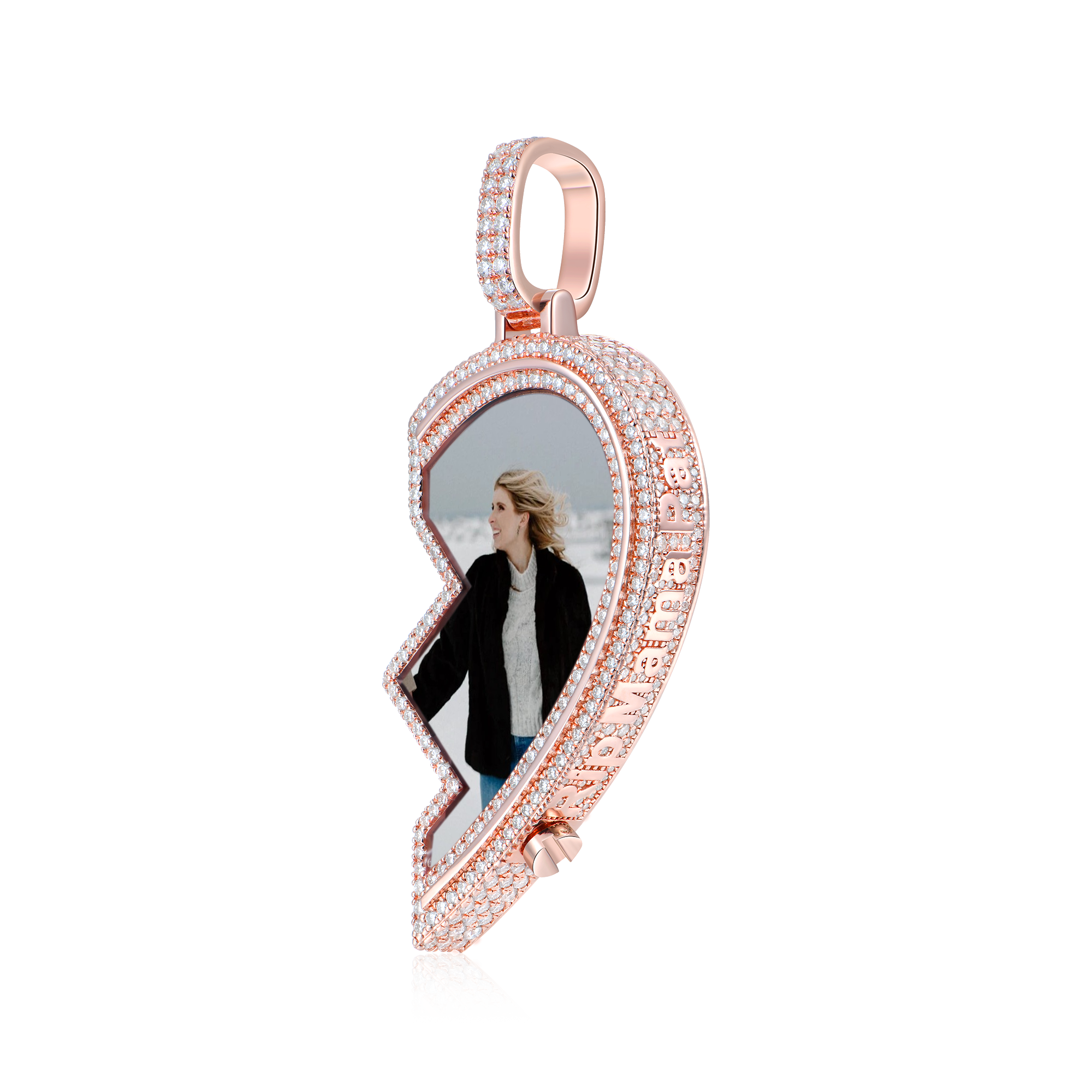 Pendentif photo personnalisé avec cadre en forme de cœur éternel