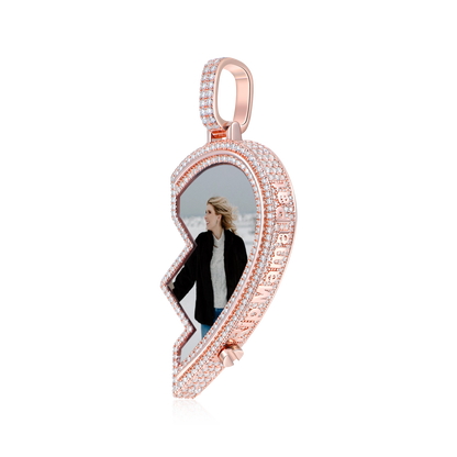 Pendentif photo personnalisé avec cadre en forme de cœur éternel