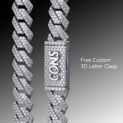 Round Cut Prong Cuban Link Bracelet - 12mm