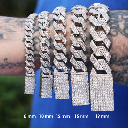 Moissanit-Armband mit runden Zinken und kubanischen Gliedern