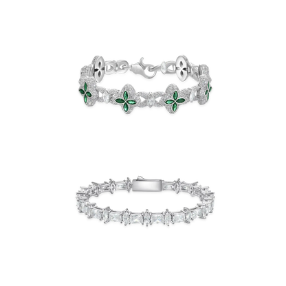 Iced Luminous Clover + Refined Luster Tennis Bracelet Gift Set