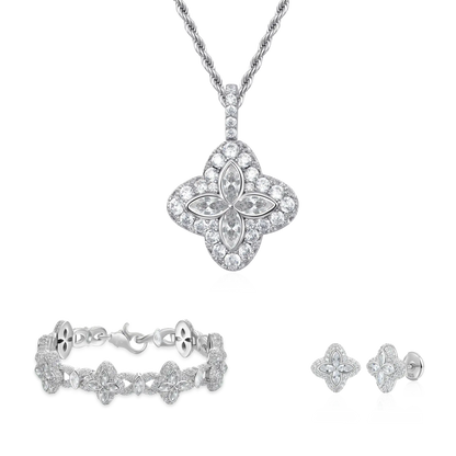 Set trifoglio del ghiaccio fortunato - diamante bianco