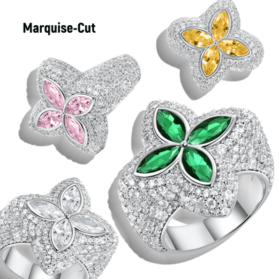Ring mit leuchtendem Eiskleeblatt – rosafarbener Diamant