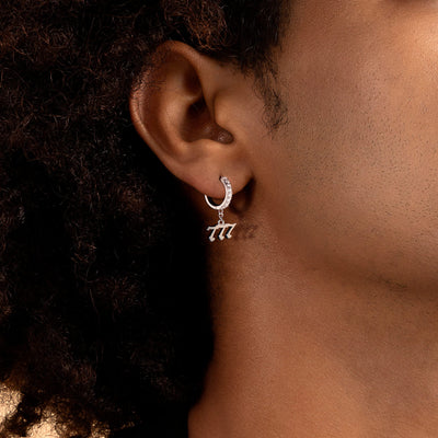 Boucle d'oreille pendante en forme de chiffre d'ange Moissanite S925-777